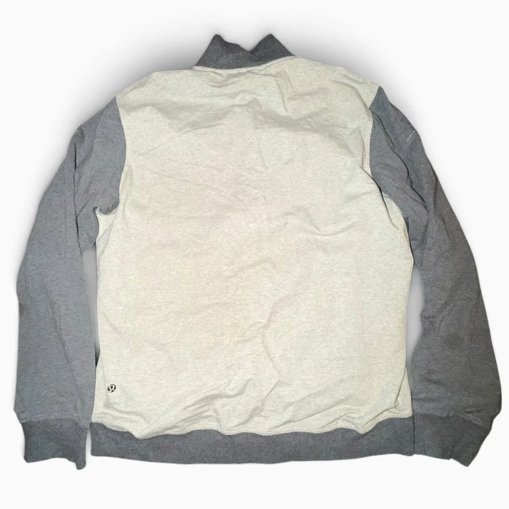 Lululemon Mens Two Tone Full Zip Track Jacket Grey Oatmeal Mock Neck Size XL